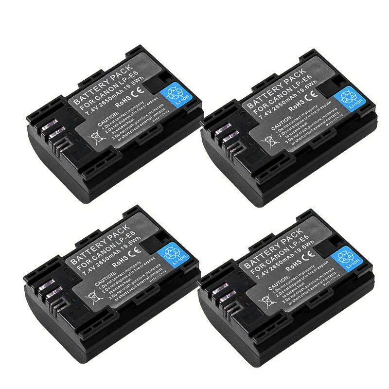 4battery 4 шт. 2650 мА/ч, LP-E6 LP E6 lpe6 Батарея+ светодиодный Dual USB Зарядное устройство для цифровой однообъективной зеркальной камеры Canon EOS 5D 5D2 5DS R Mark II 2 III 6D 60D 60Da 7D 7D2 70D 80D - Цвет: 4battery