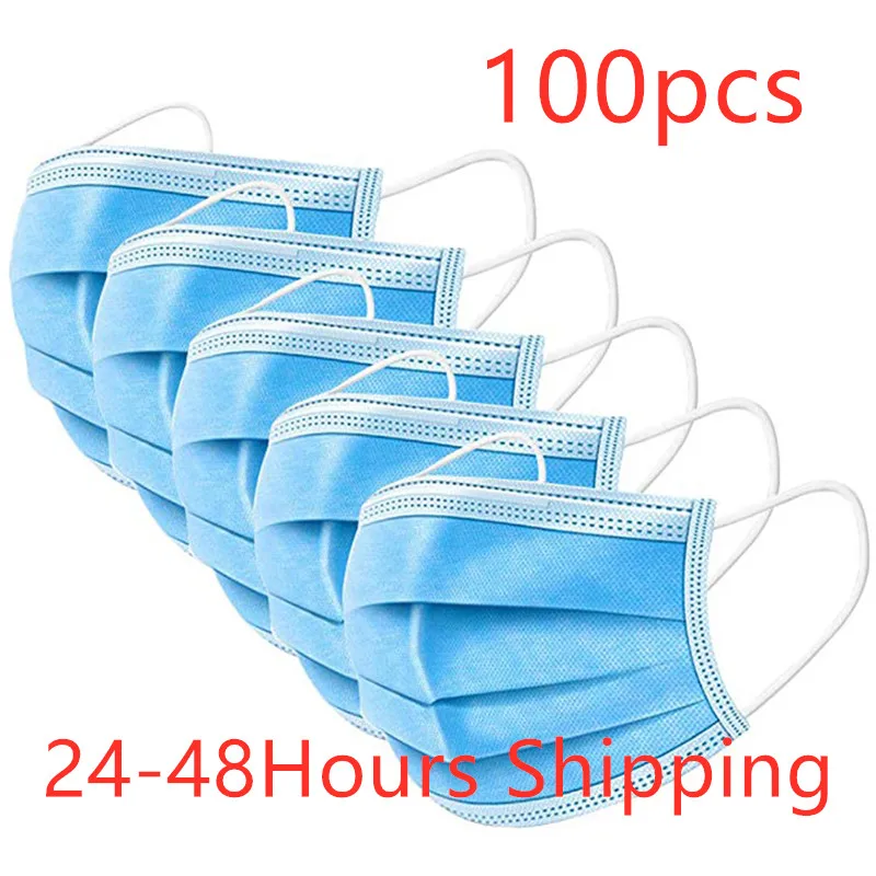 

Mask Disposable Non Wove 3 Layer Ply Filter Mask Mouth Face Mask Breathable Earloops Masks