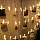 Светодиодная гирлянда с 10 лампами и зажимом для фотографий, бокс с аккумулятором, Светодиодная лента светильник свадебное украшение для дома, праздничное украшение для детского праздника, 1,5 м