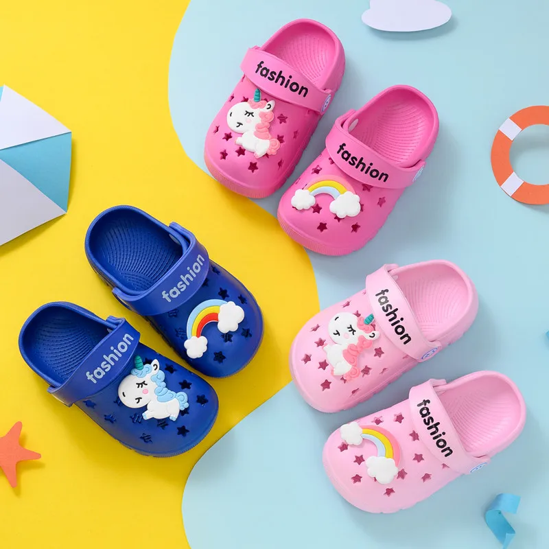 Детская летняя обувь с отверстиями мультяшным принтом|Тапочки| |