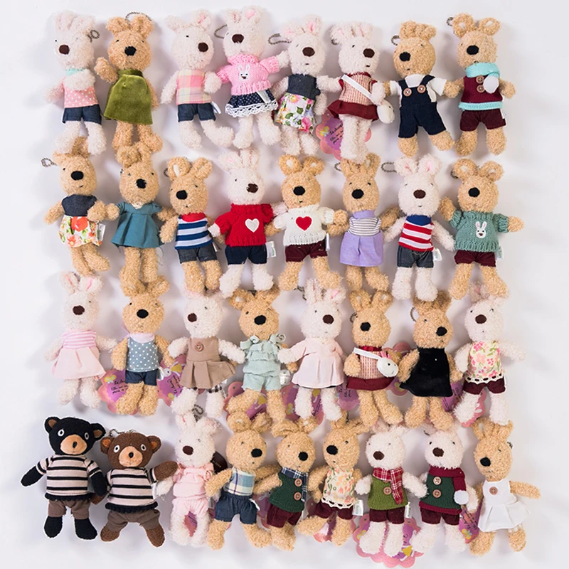 

1PC 18cm Cute Rabbit Plush Keychain Toys Mini Bunny Bag Pendants Stuffed Animals Dressing Rabbits Bear Doll for Girls Gift