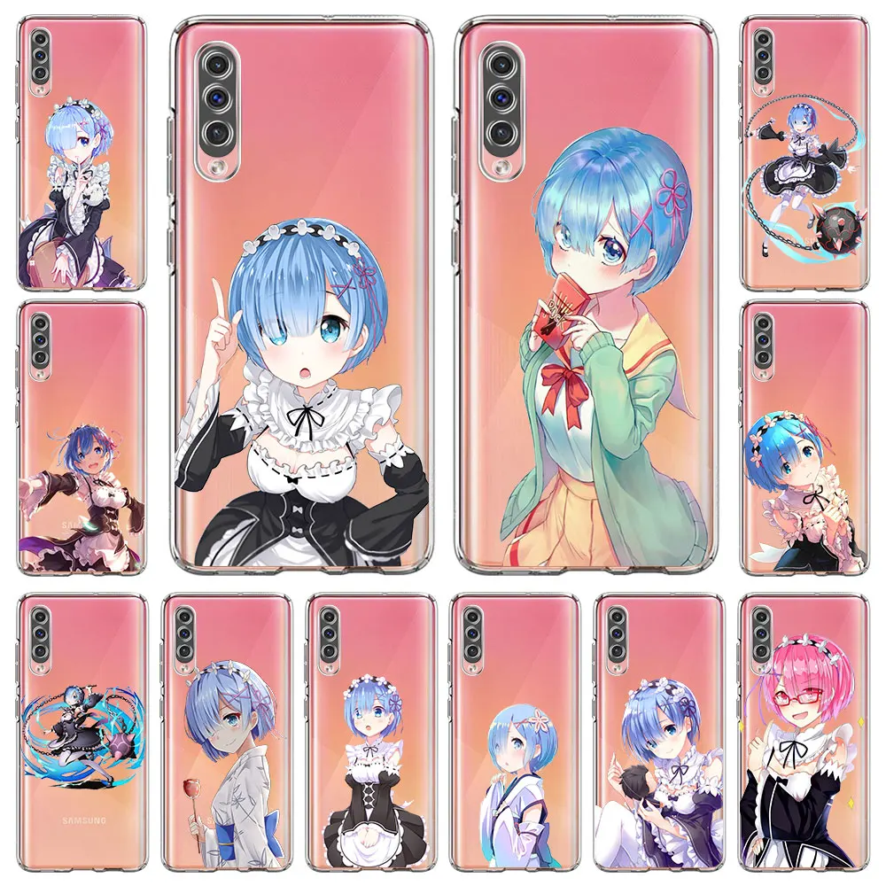 

Ram Rem ReZERO Anime Cute Girl Phone Case For Samsung Galaxy A50 A70 A20 A12 A30 A10 A40 A10s A20e A20s A02s Clear Soft Cover