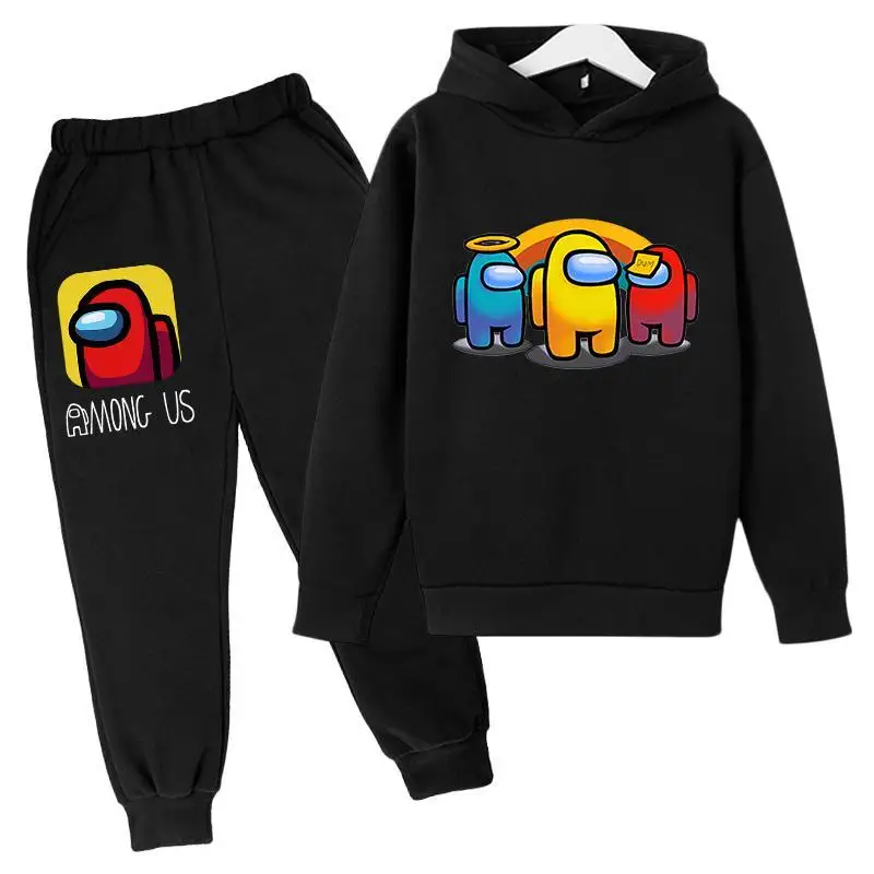 

2021 Video Game Among Between Us Printed Cotton Casual Hoodie Suits For 4-14T 100-160cm Boys And Girls