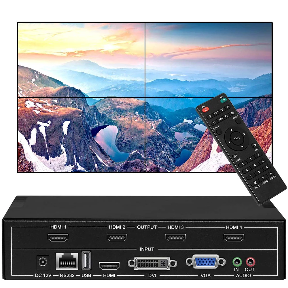 4 канала ТВ видео настенный контроллер 2x2 для HDMI VGA DVI видео Сращивание