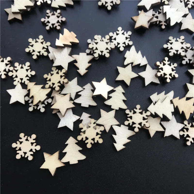 50 шт. деревянные деревья снежинки звезды Рождественская елка DIY висячие