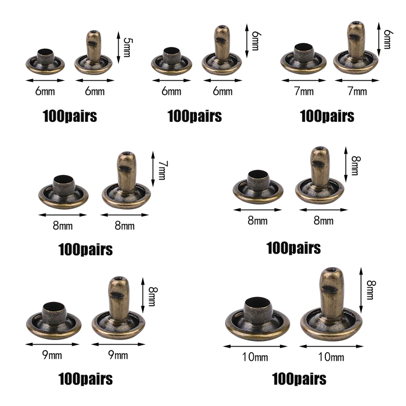 LMDZ 100 шт. металлические заклепки с двойной крышкой круглые ремесло винт гвоздь
