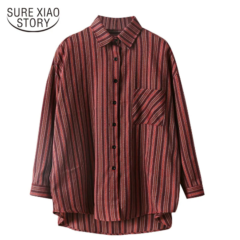 Модные свободные однотонные женские рубашки Blusas Mujer De Moda Весна Осень Новые темно-зеленые женские блузки с длинным рукавом Топы 6720 50