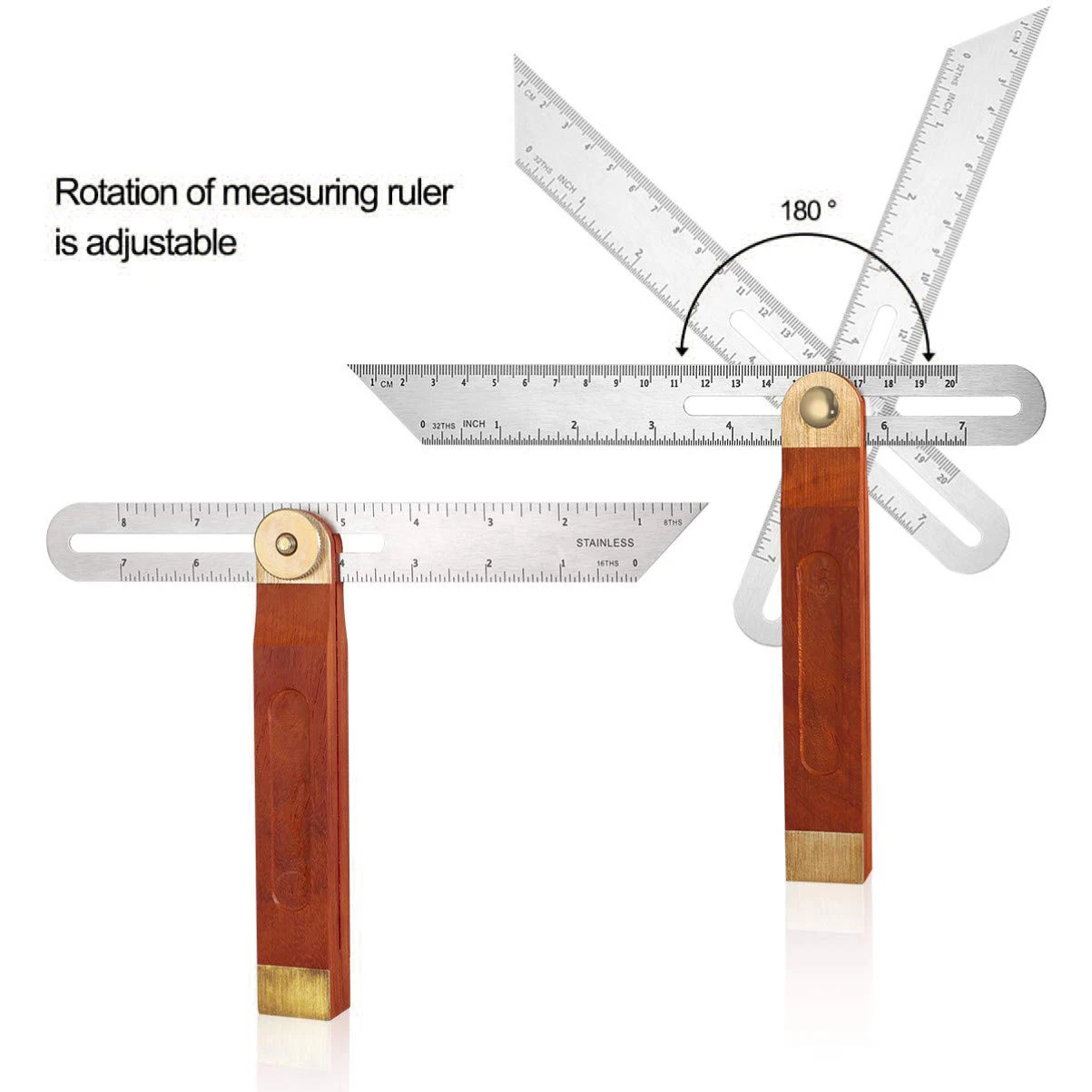 

9inch Carpentry Square Try Square Adjustable Sliding Bevel Gauge Hardwood Handle Stainless Steel Blade tools for wood