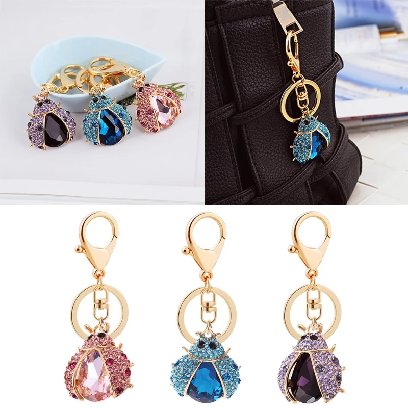 

Cute Ladybug Alloy Keychains Car Key Ring with Pendant Birthday Gift Supplies
