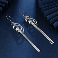 kofsac fashion rotating love long tassel drop earrings for women 925 sterling silver jewelry earring lady engagement accessories
