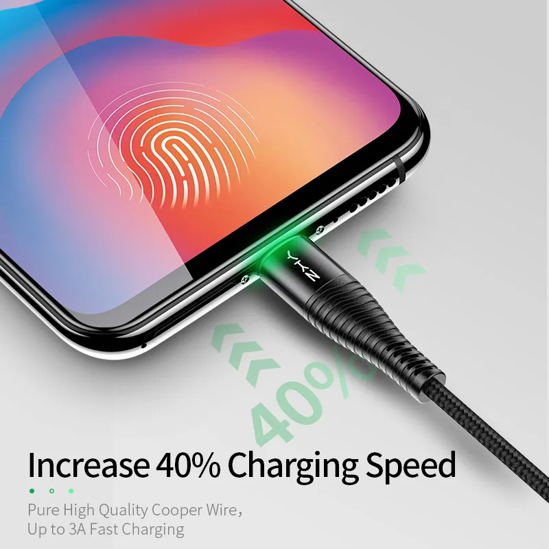YKZ LED Micro USB кабель 3A для быстрой зарядки передачи и синхронизации данных шнур Samsung
