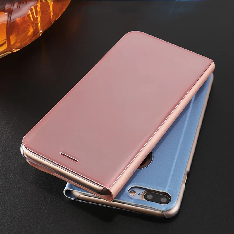 Зеркальный флип-чехол с покрытием для iphone 11Pro Max XR X 8 7 6 6s Plus, тонкий прозрачный чехол с окошком для samsung Galaxy S8 S7 S6 A7 A5