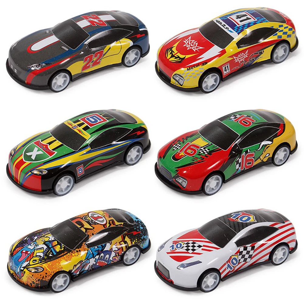 

6Pcs Cartoon Mini Pull Back Car Toy Mold Alloy Cars Vehicles Diecast Children Pocket Toys Model Nursery Gift