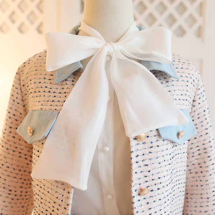 2019 Новое поступление осенние женские костюмы твидовая шерстяная куртка с