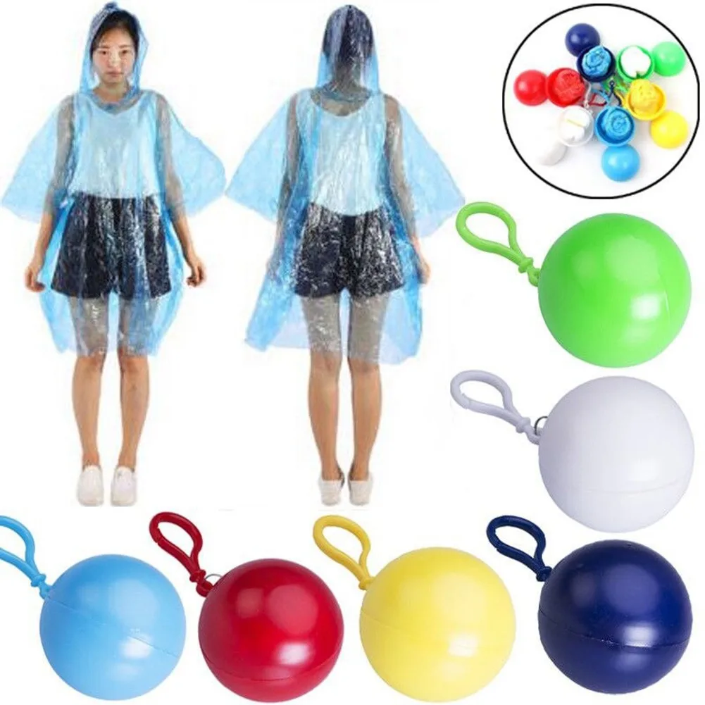 

1pc Portable Raincoat Adult Children Disposable Raincoat Ball Fashion Students Waterproof Camping Hooded Ponchos Keyring Ball