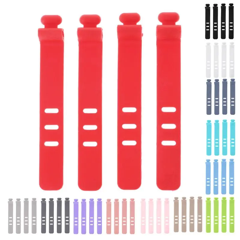 

4PCS Silicone Data Wire Cable Organizer Tie Phones Cable Winder Finishing Buckle M5TD