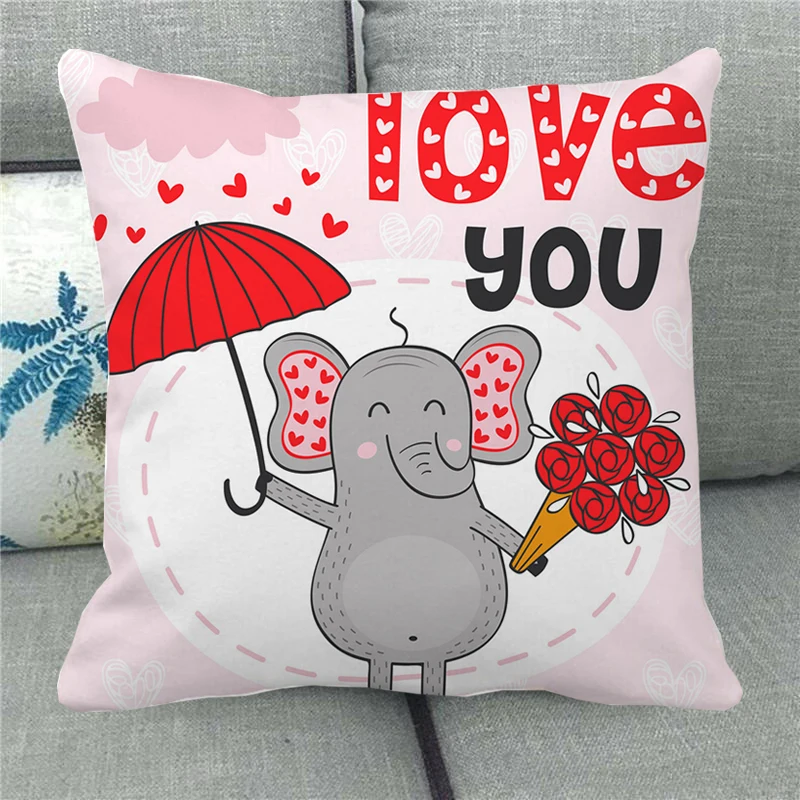 

Valentine's Day Series 45*45cm Cushion Cover Polyester Pillowcase Fauxlinen Decorative Romantic Sofa Home Bedroom Decor Seat Car