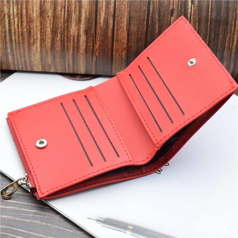 Женский кошелек на молнии с блестками в западном стиле винно красный черный