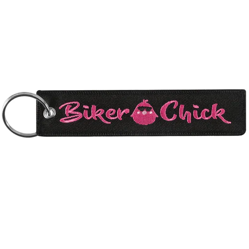 Biker Chick Новинка, брелок для ключей, брелок Bijoux, брелок для мотоциклов и автомобилей, брелок для ключей с вышивкой - Цвет: Biker Chick
