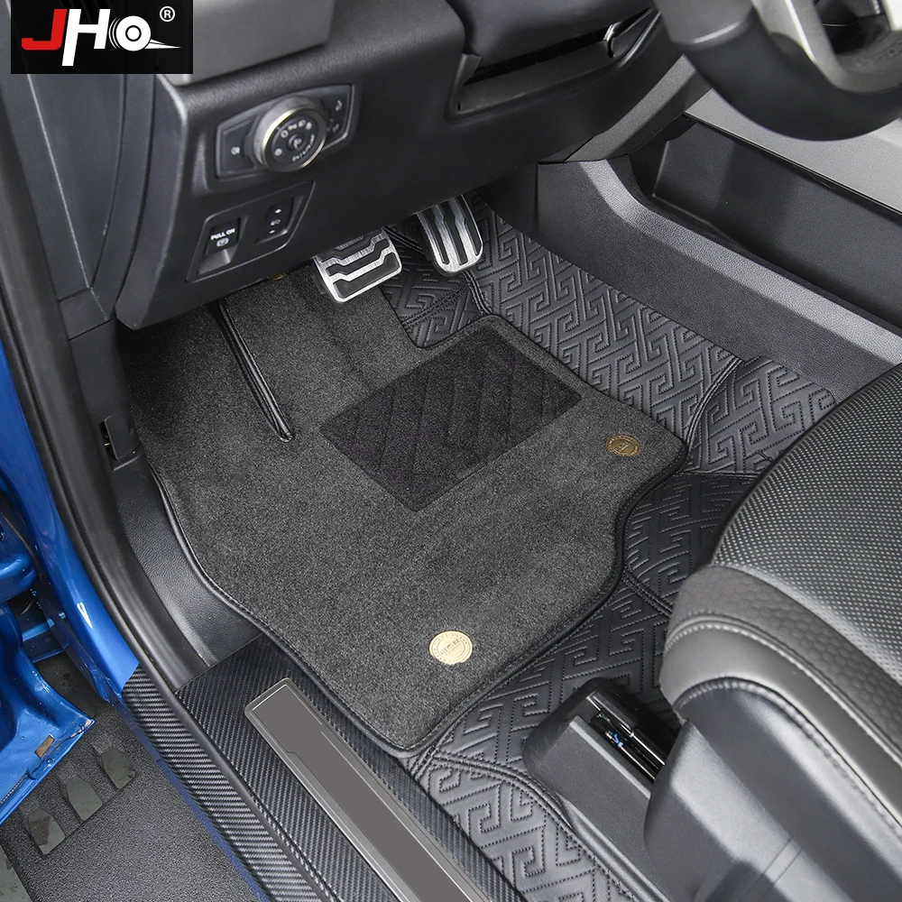 

JHO Car Double Layer Floor Mats For Ford F150 RAPTOR 2016-2020 2017 2018 2019 4door Crew Cab Limited Platinum Accessories Carpet