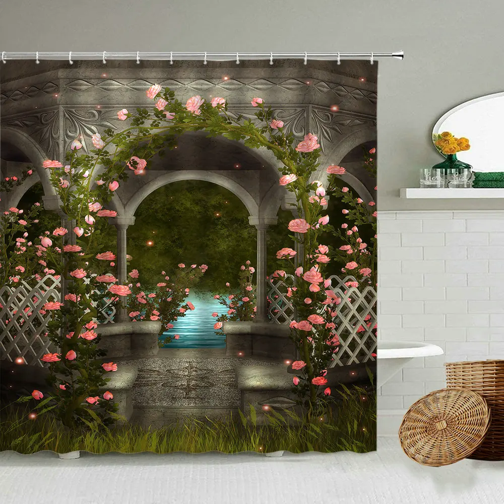Европейская Архитектура мечты розы цветок душевая занавеска романтический