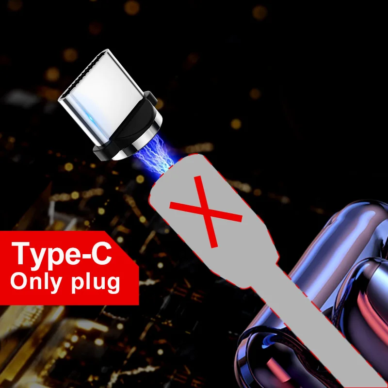 Only Type C Tip Магнитный кабель Быстрая зарядка usb type C кабель магнитное зарядное устройство Micro USB кабель мобильного телефона Кабели для Samsung iphone USB шнур 1 м - Цвет: Only Type C Tip