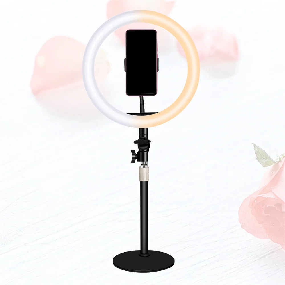 

1PC Beauty LED Lamp Phone Selfie Live Filling Light Bracket Creative Lamp Holder Set Dimmable Light Phone Holder (White)