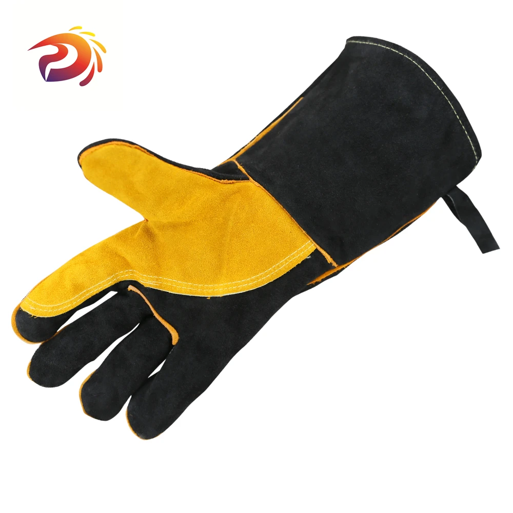 

Men Welding Gloves With Double Palm Black Cow Split Leather Tig Welding Heat Resistant Working Glove