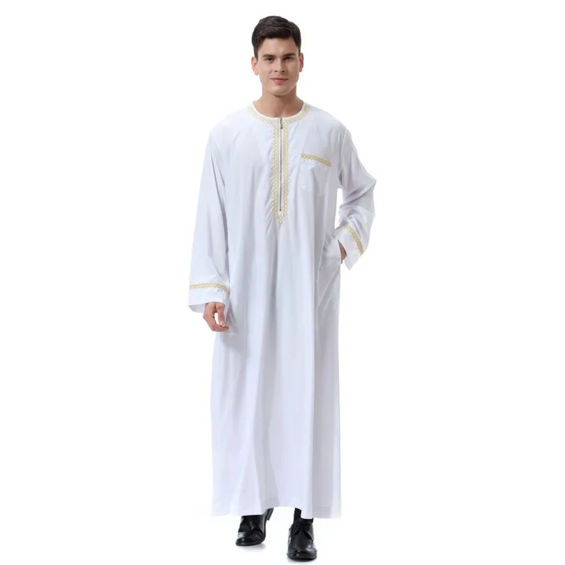Short Sleeve Loose Shirt Jilbab Moslem Middle East Kaftan Dubai Arab Casual Islamic Men's Clothing Abaya Robe Muslim Jubba Thobe