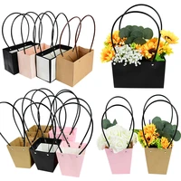 1pc creative new portable flower box waterproof paper handbags bouquet gift packaging wedding party favor rose storage bags