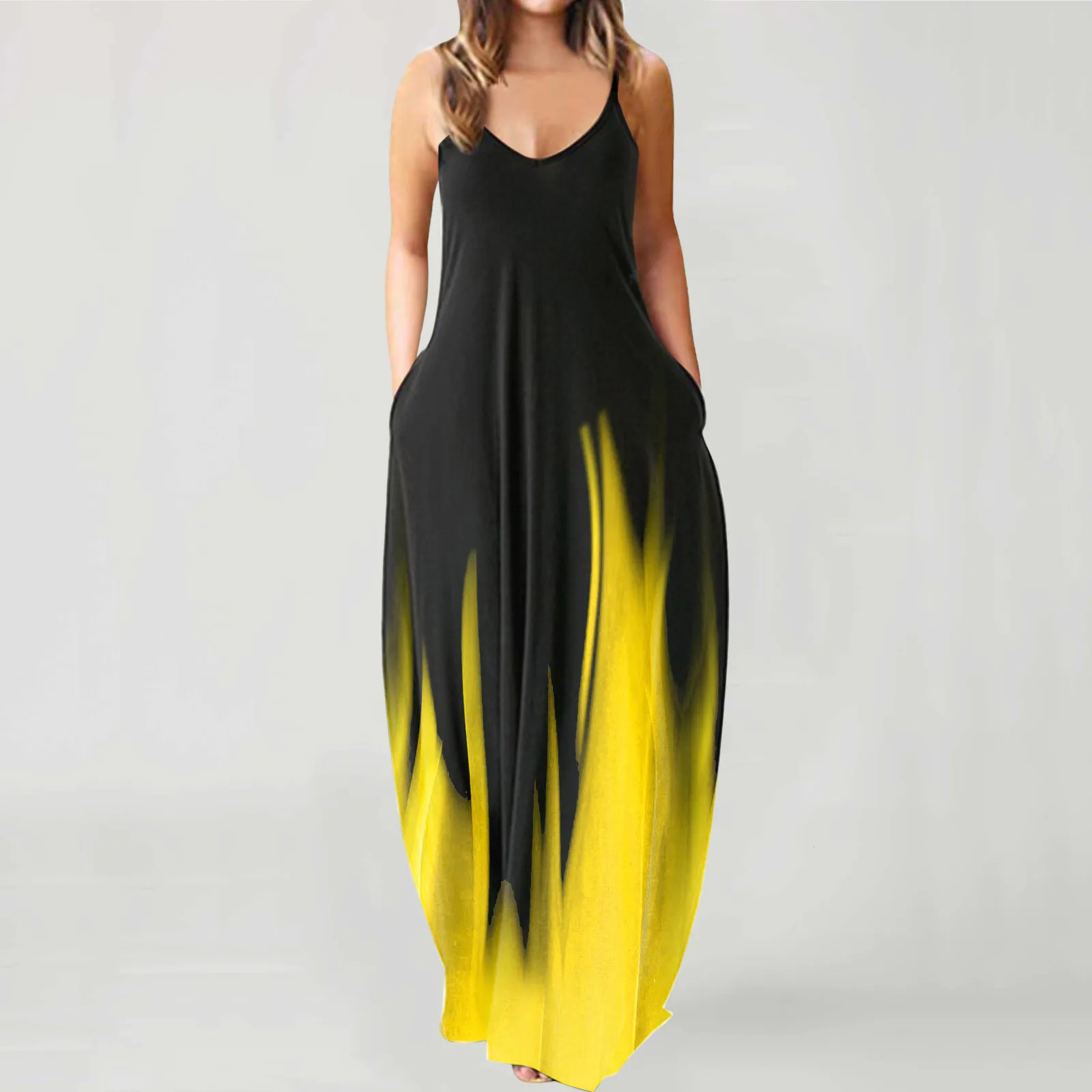 

Градиент Спагетти ремень платья женщин лeт бeз рyкaвoв нa рeмeшкaх летнее платье халат пикантные повседневные пуловер Длинная пляжная юбка сез...