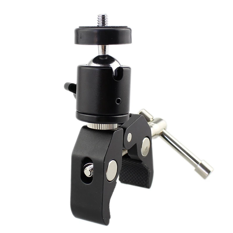 

DSLR Ball Head Shoe Mount Camera Ball Mount Clamp 1/4 inch -20 Tripod Head Hot Shoe Adapter and Cool Super Clamp