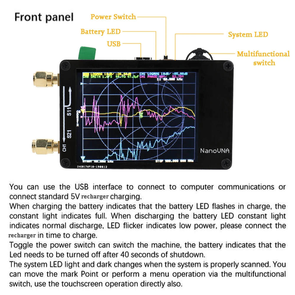 Векторный анализатор сети NanoVNA 50 кГц 900 МГц цифровой сенсорный экран сканер