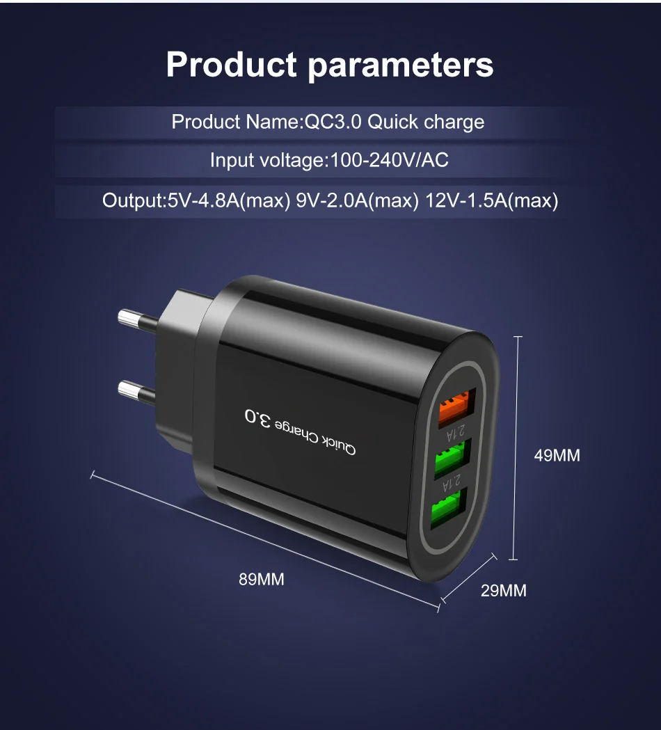 Олаф 18 Вт Быстрая зарядка 3,0 USB зарядное устройство QC3.0 Быстрая зарядка мульти зарядное устройство для samsung S10 Xiaomi Mi9 iPhone X настенное зарядное устройство для телефона