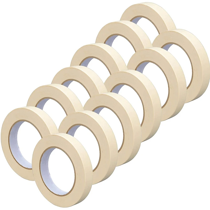 

Masking Tape - 24mm x 50M - Painting Decorating Crafts Spraying Strong Adhesive Tape - 12 Rolls