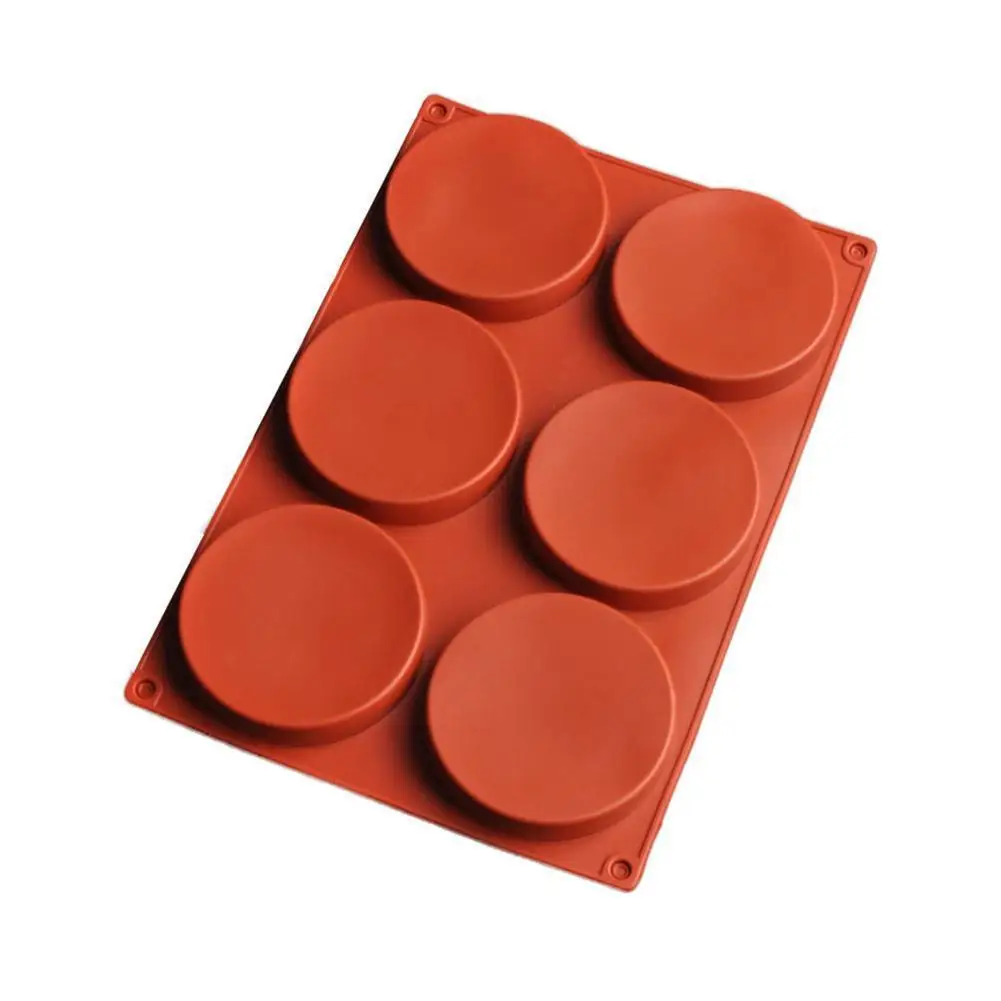 

6 Holes Round Silicone Mold Cake Pastry Baking Molds Form Disc Tool Decoration Soap Jelly Biscuit Mould Bread Ice Cake Pudd K2K5