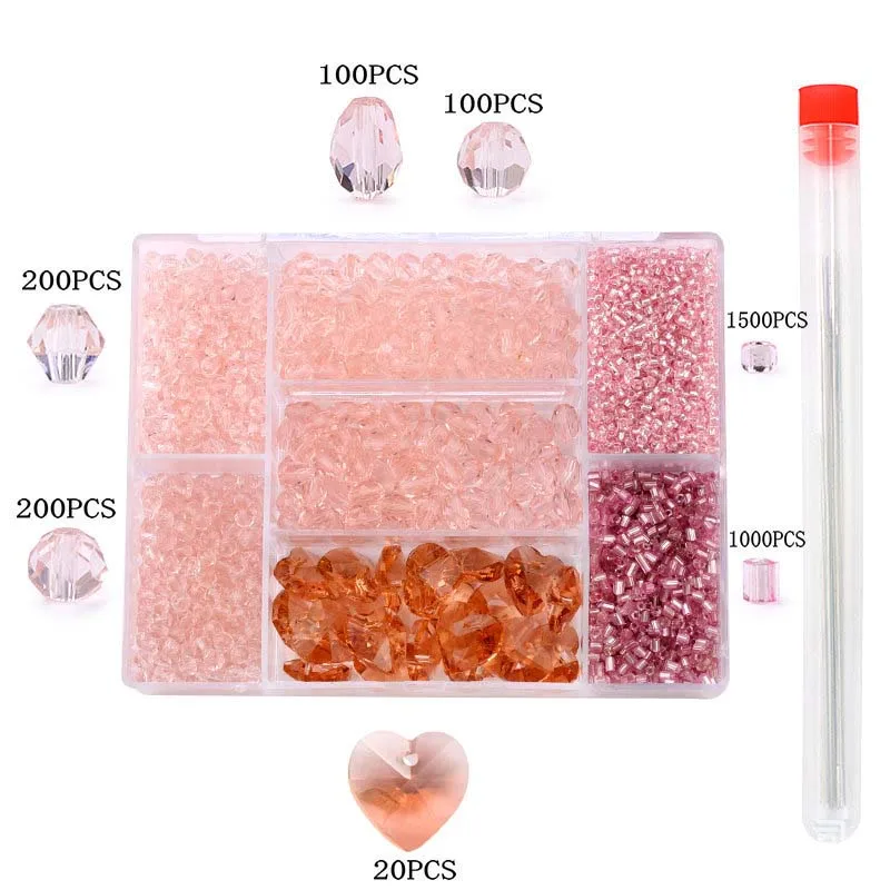

1 box Faceted Glass Beads Round Heart Crystal Loose Spacer Bead Seed Beads For Bracelet Jewelry Making DIY