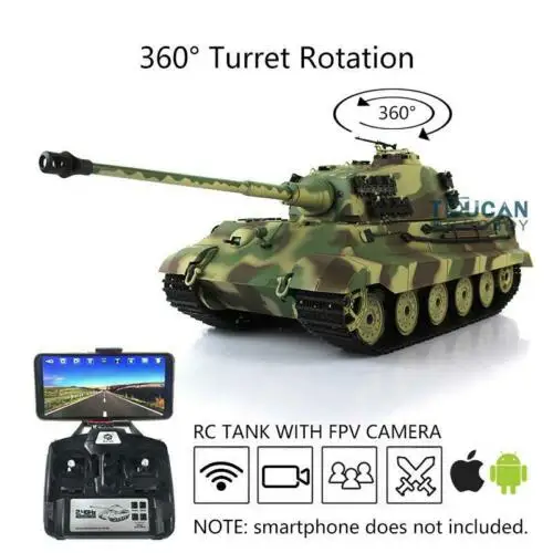 Henglong 1/16 6 0 пластиковый FPV King Tiger RC Tank 3888A 360 Turret steelgebox TH16197|Радиоуправляемые танки| |
