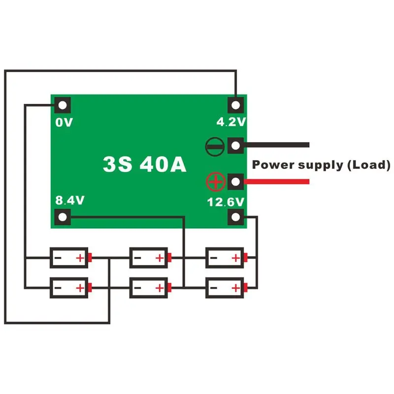 Модуль защиты PCB BMS 3S 40А защитная плата зарядника литий-ионных и литий-полимерных