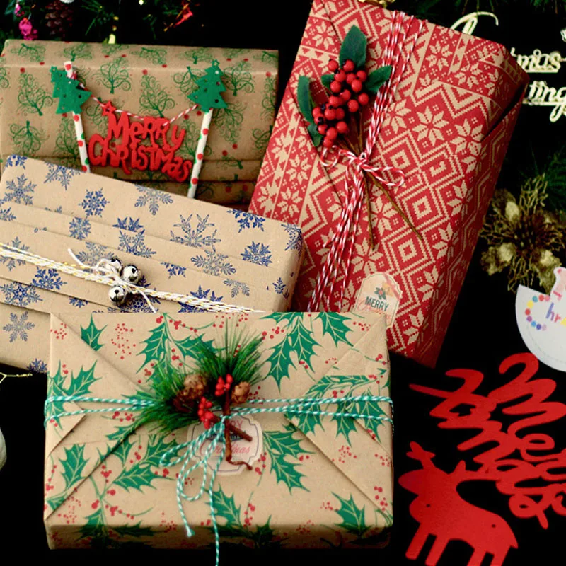 10 шт. Рождественская оберточная бумага в рулоне для рукоделия сделай сам