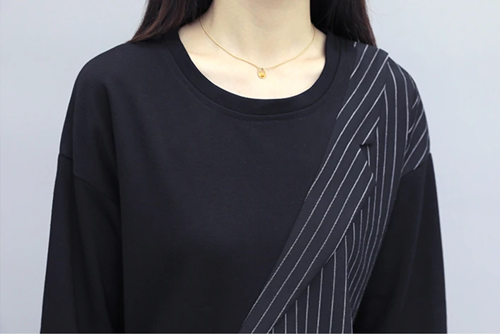 L-5xl осенние черные комплекты из двух предметов, наряды для женщин, большие размеры, полосатые сдельные топы и штаны, костюмы элегантные офисные повседневные комплекты