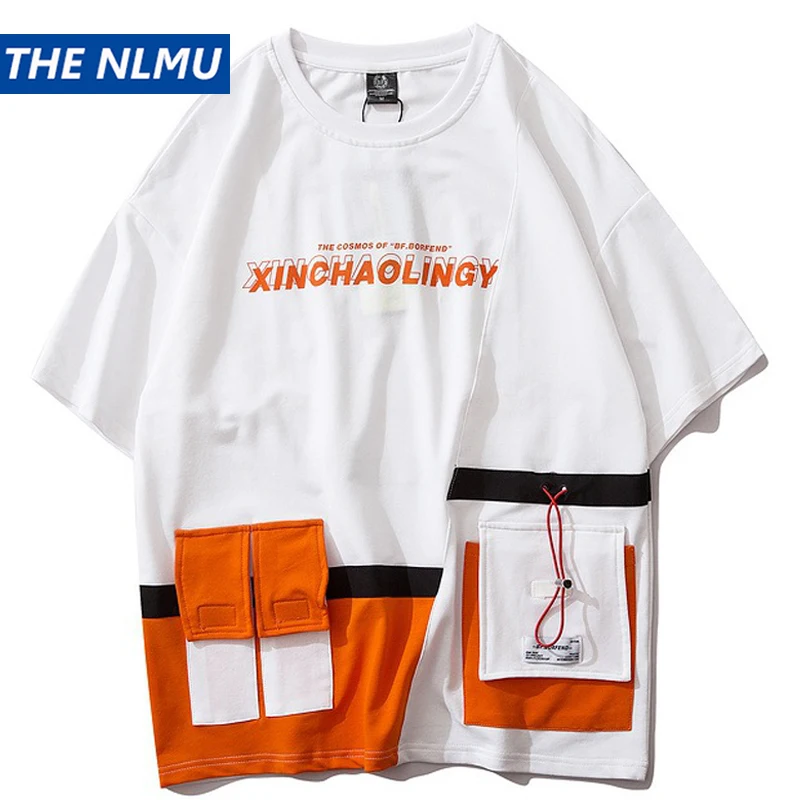 Мужская футболка в стиле хип-хоп с множеством карманов | одежда