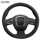 Черная замша кожаный чехол рулевого колеса автомобиля для Audi A3 (8P) 2008-2013 A5 2008-2010 A6 (C6) 2007 A4 (B8) 2008-2010