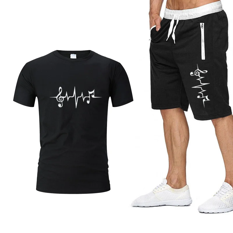 

2021 summer brand men's sportswear cotton short-sleeved T-shirt + pants two-piece jogging fitness fashion casual sportswear