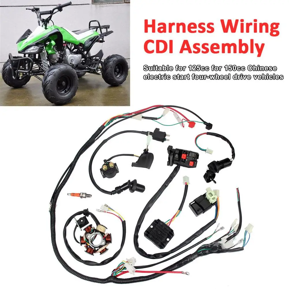 

Full Complete CDI Wire Harness Assembly Wiring Set For Motorcycle ATV Quad Pit Bike Buggy Go Kart 125CC 150CC ATV Accessories