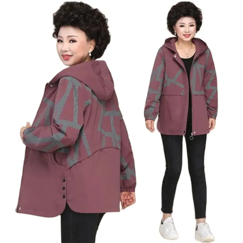 

[With Lining] Autumn Jacket 2022 New Fashion All-Match Middle-Aged Elderly Windbreaker Women Spring Autumn Western Style Coat