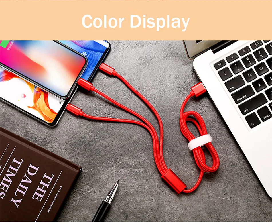 3 в 1 USB кабель для iPhone X Быстрая зарядка микро кабель для samsung type C кабель синхронизации данных для huawei Xiaomi телефон зарядное устройство Шнур