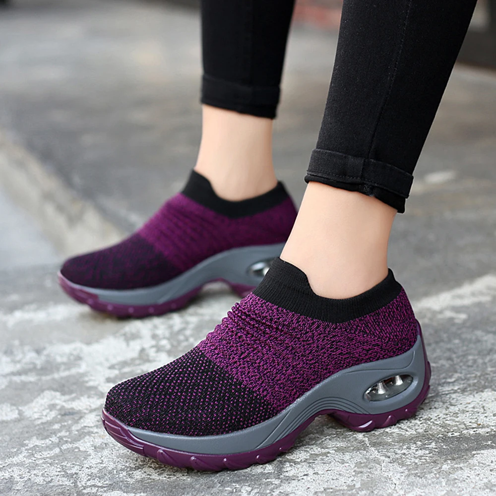 Slip-on Air Cushion Casual Ladies Shoes Breathable Mesh Sneakers Tenis Feminino Jogging Sneaker 2021 | Обувь