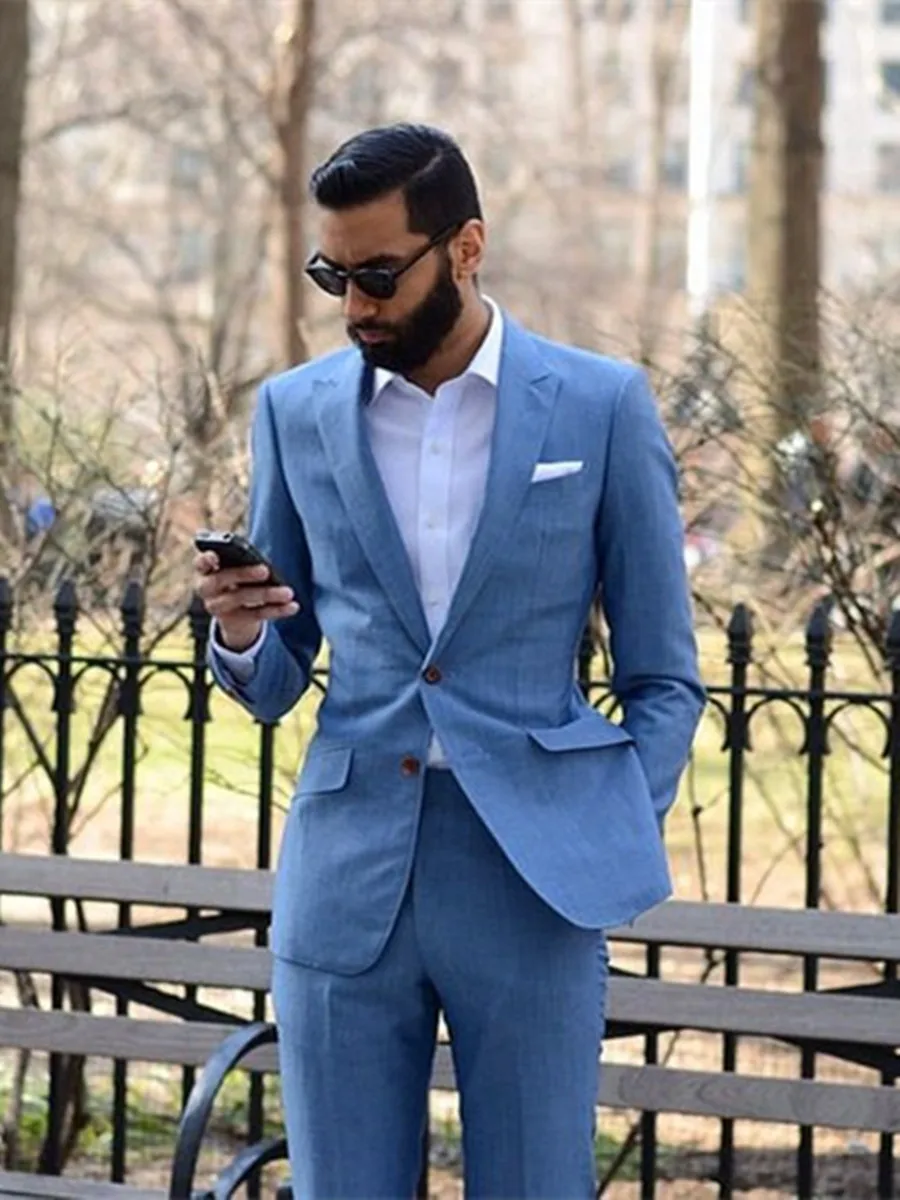 

Handsome Two Buttons Groomsmen Peak Lapel Groom Tuxedos Men Suits Wedding/Prom/Dinner Best Blazer(Jacket+Pants+Tie) 095