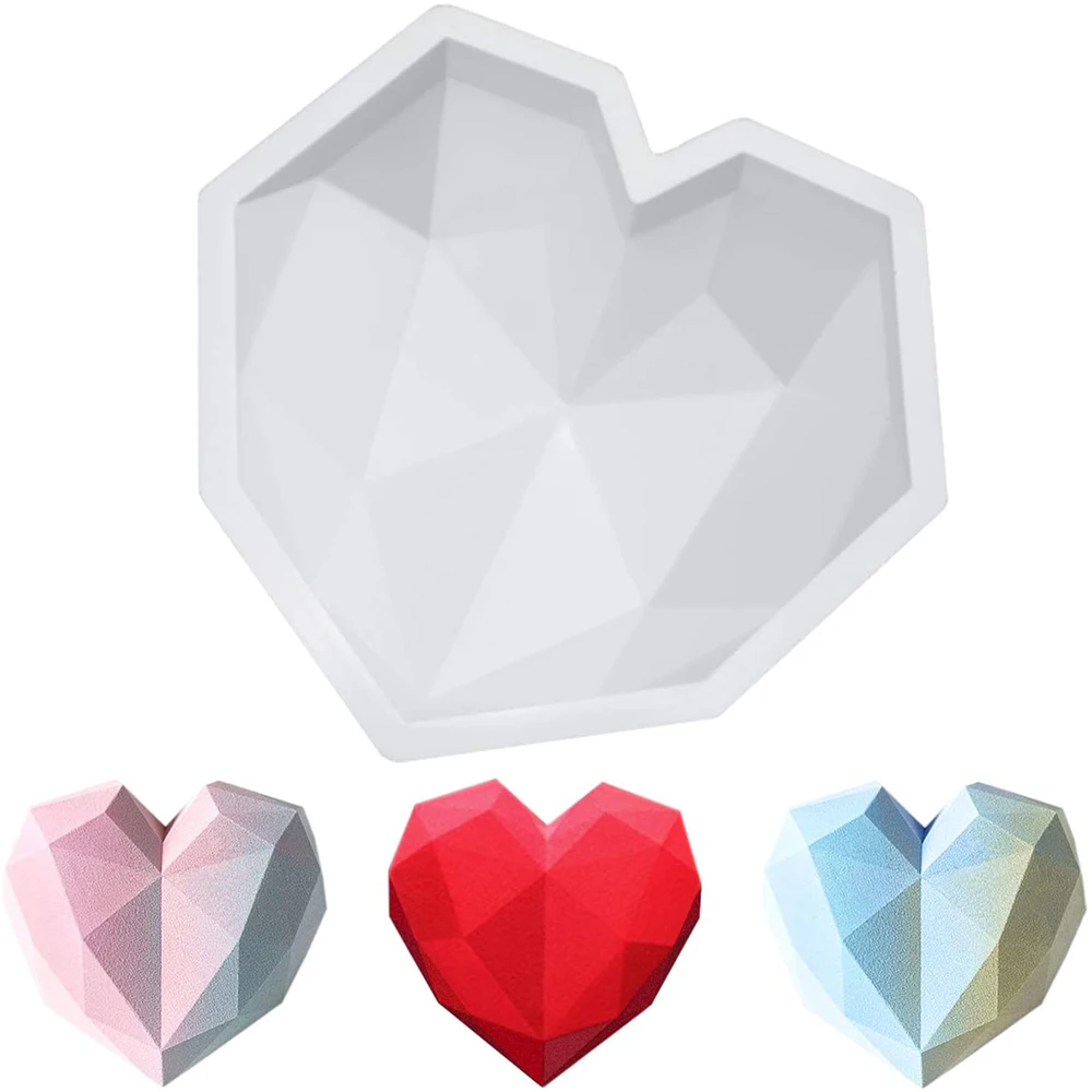 Силиконовые 3D формы SILIKOLOVE в форме сердца с бриллиантами для выпечки губки шифона десерта мусса торта